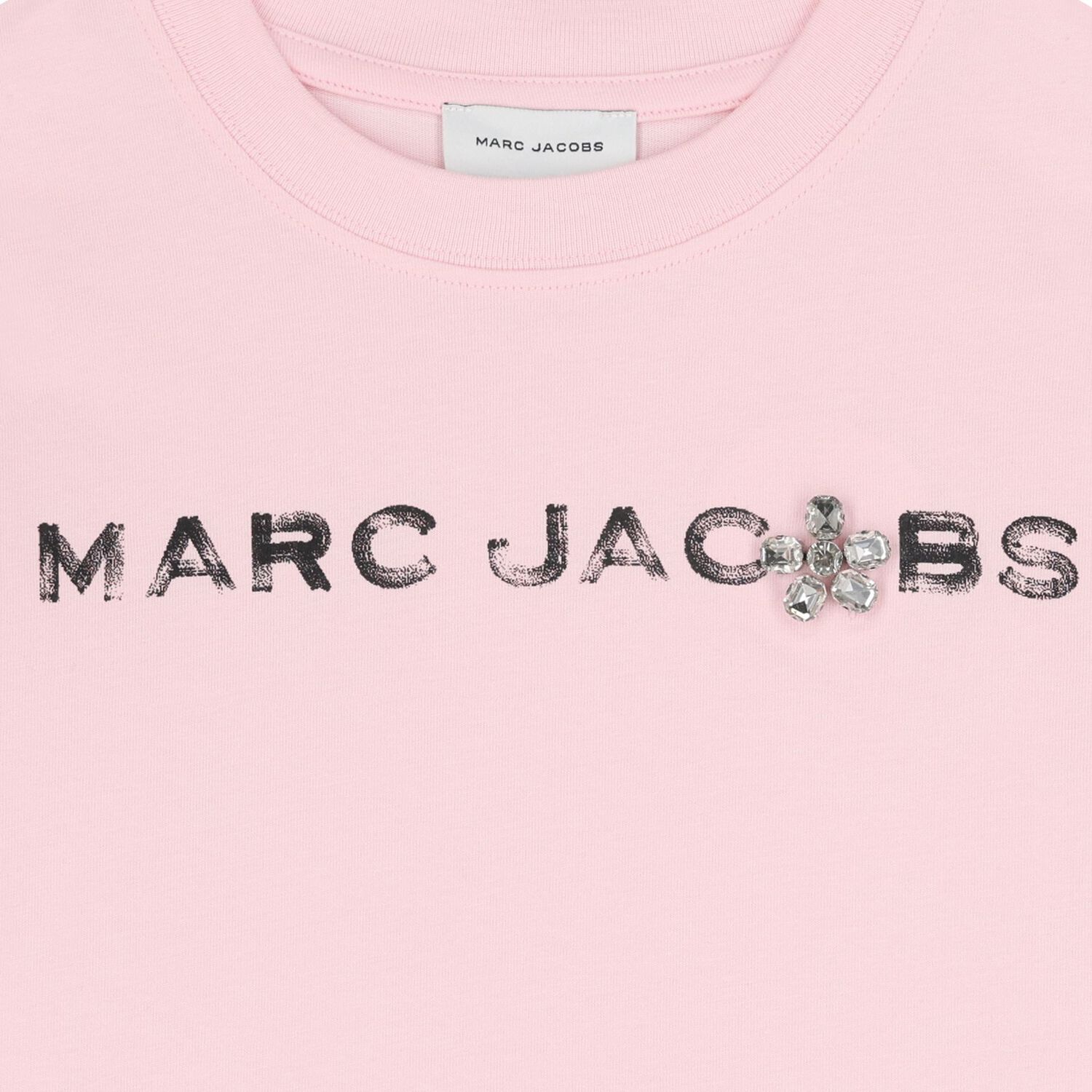 بلوزة بناتية بأكمام طويلة وشعار وردي, 1, hi-res