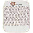 White & Beige Logo Baby Blanket, 3, hi-res