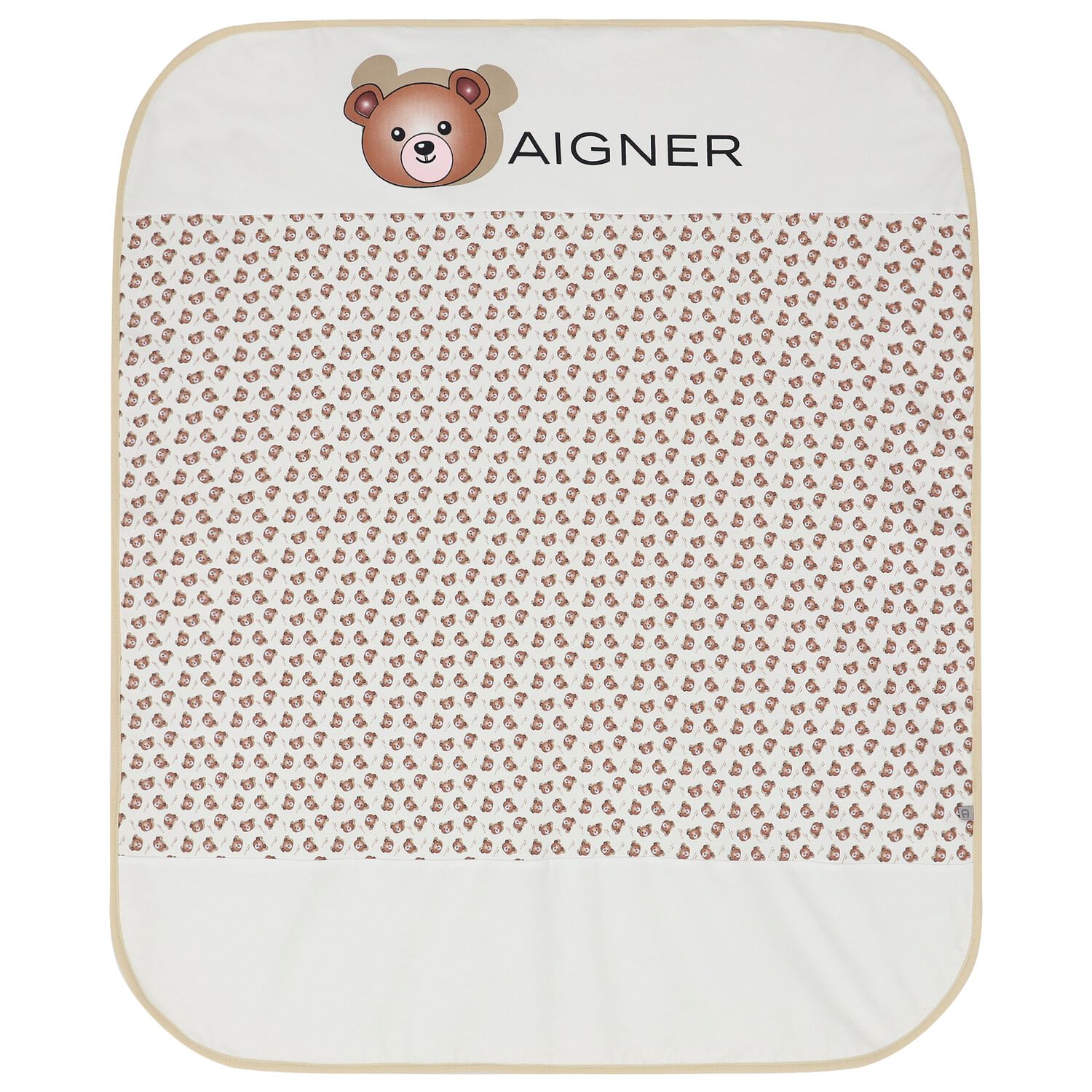 White & Beige Logo Baby Blanket, 3, hi-res