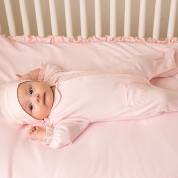 Baby Girls Pink Embroidered Hat, 1 Baby Girls Pink Embroidered Hat