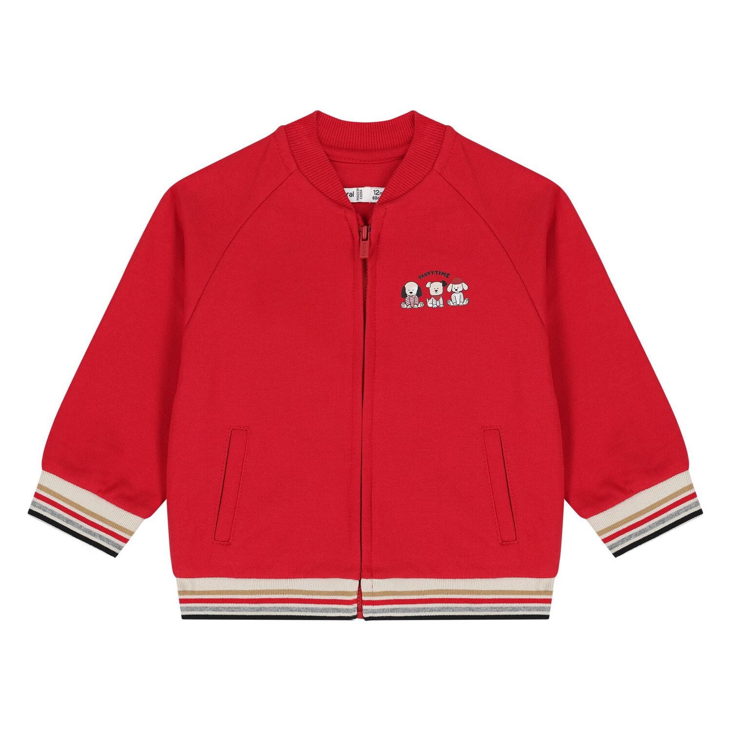 Younger Boys Red, Grey & Beige Puppy Tracksuit Set ( 3 Piece ), 1, hi-res