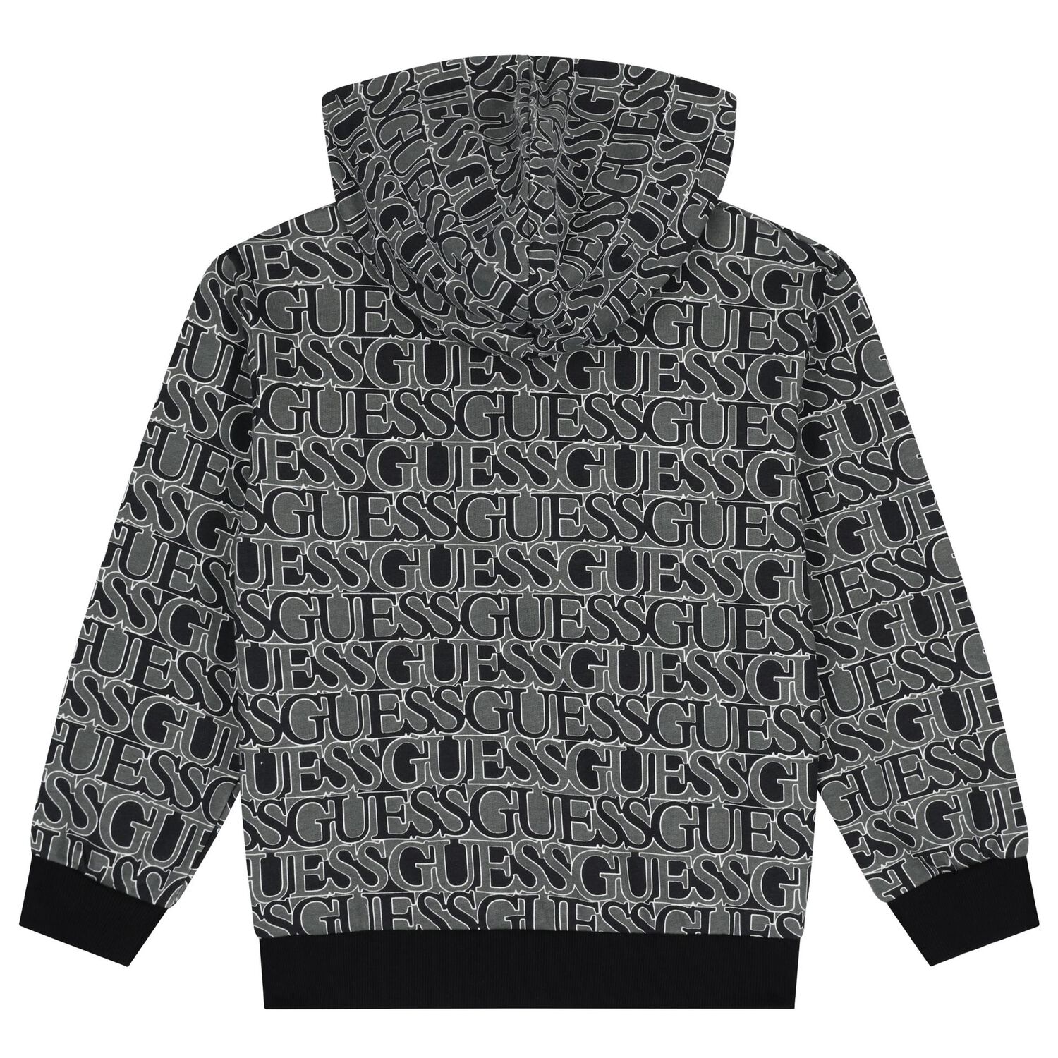 Boys Black Logo Hooded Top, 2, hi-res