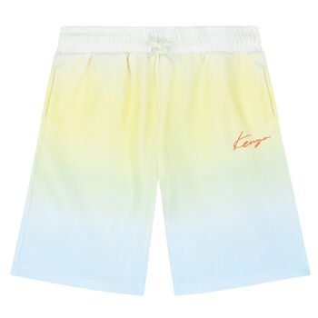 Boys Yellow & Blue Ombre Logo Shorts