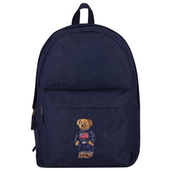 Boys Navy Blue Canvas Polo Bear Backpack ( 44cm )