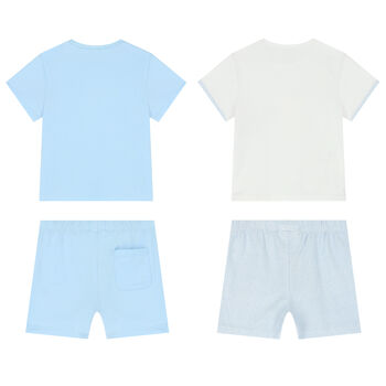 Baby Boys Blue & White Shorts Set (4 Piece Set)