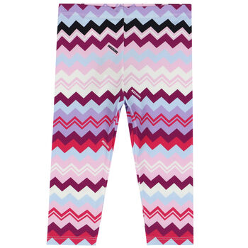 Younger Girls Purple & Pink Zigzag Leggings