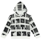Boys White, Black & Grey Logo Hooded Top, 1, hi-res