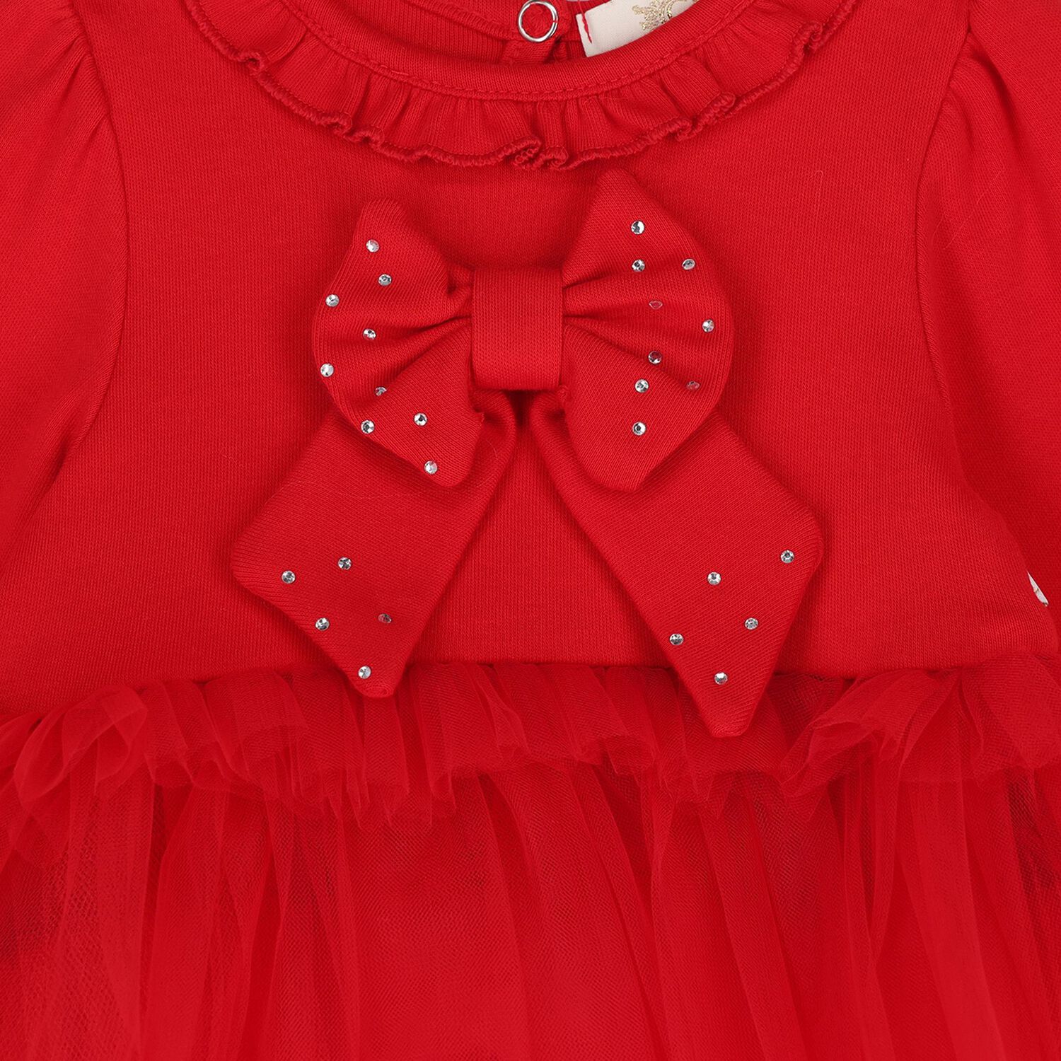 Baby Girls Red Bow Tulle Dress Set , 1, hi-res