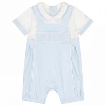 Baby Boys White & Blue Romper