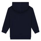 Boys Navy Blue Logo Web Striped Hooded Top, 1, hi-res
