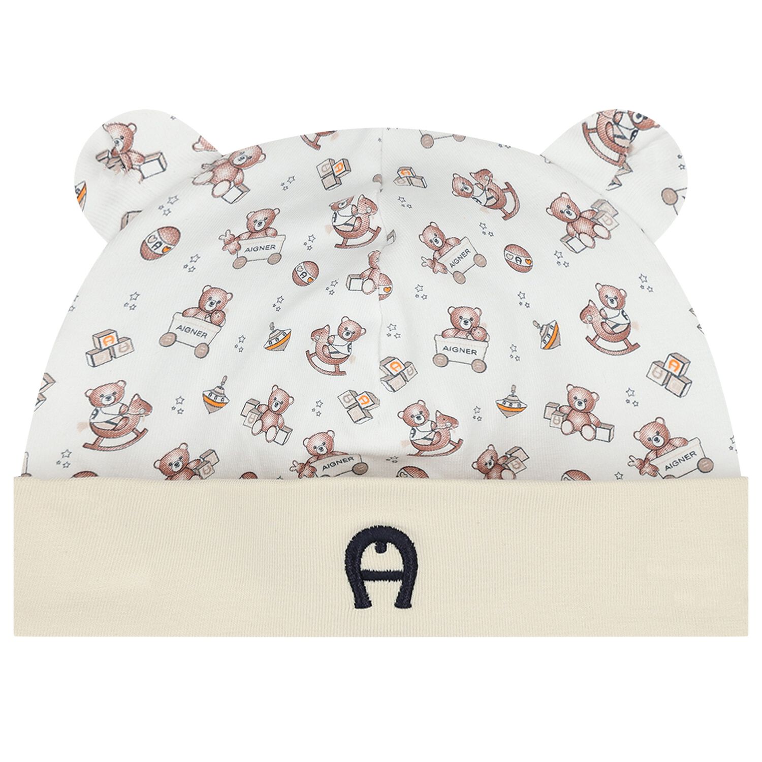 قبعة بشعار باللون البيج والأبيض, 1, hi-res