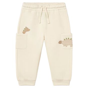 Younger Boys Ivory Dinosaur Joggers