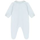 Baby Boys Blue Striped Collar Babygrow, 4, hi-res