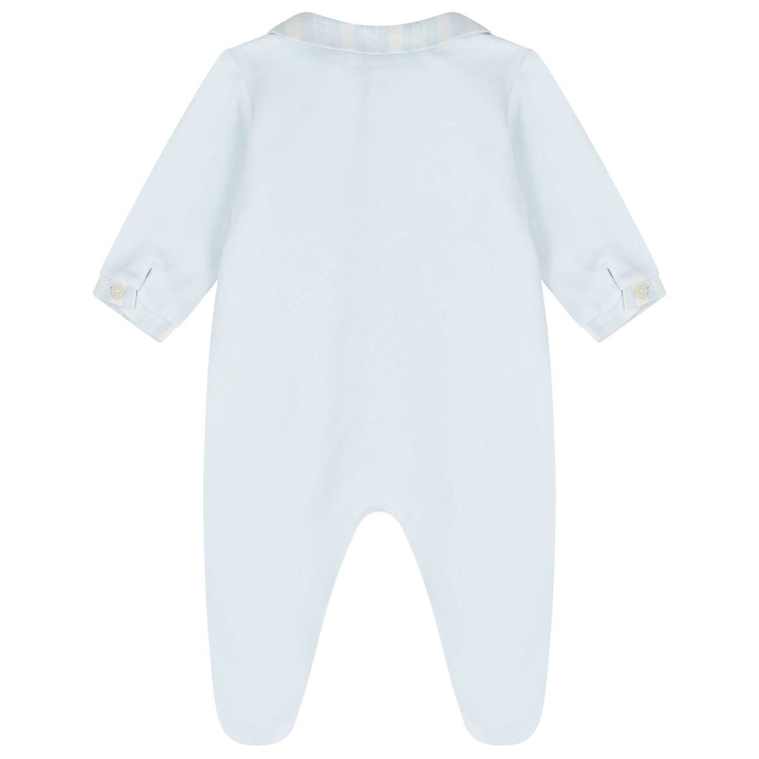 Baby Boys Blue Striped Collar Babygrow, 4, hi-res