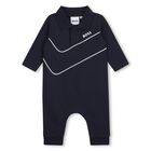 Baby Boys Navy Blue Babygrow, 1, hi-res