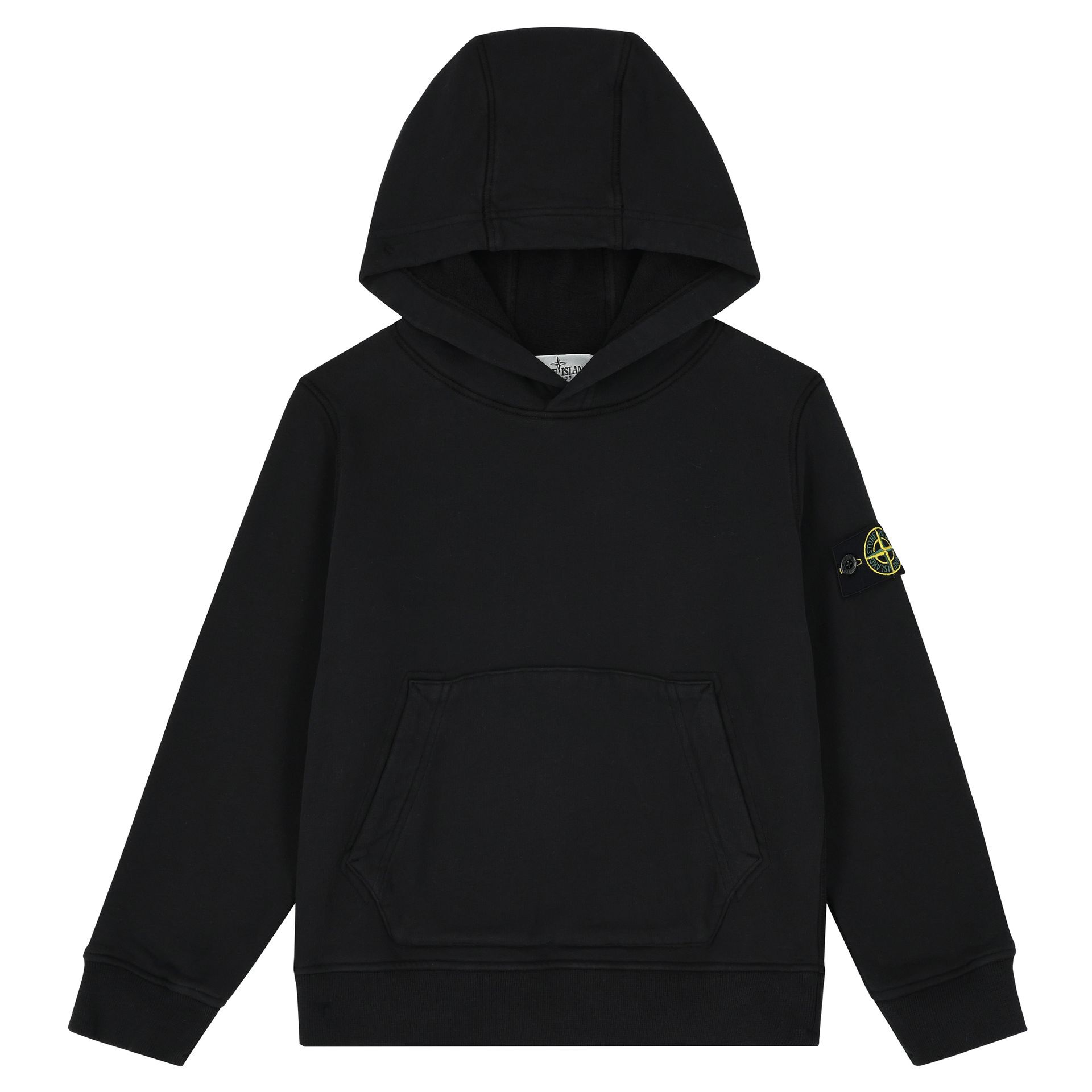 Stone Island Boys Black Logo Hooded Top Junior Couture USA