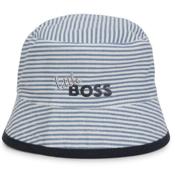 Baby Boys Blue & White Reversible Bucket Hat