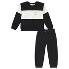 Boys Black & Ivory Logo Tracksuit, 1, hi-res