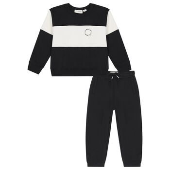 Boys Black & Ivory Logo Tracksuit