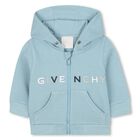 Younger Boys Blue Logo Hooded Zip Up Top, 1, hi-res