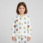 Younger Girls Ivory Flower Hooded Zip Up Top, 1, hi-res