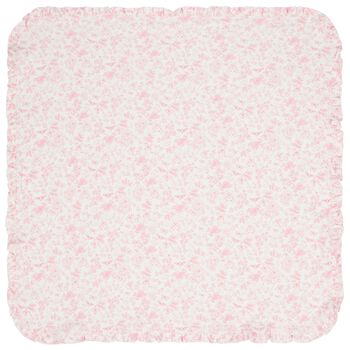 Baby Girls White & Pink Toile de Jouy Blanket