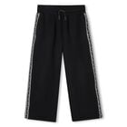 Girls Black Logo Trousers, 1, hi-res
