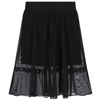Girls Black Logo Mesh Skirt