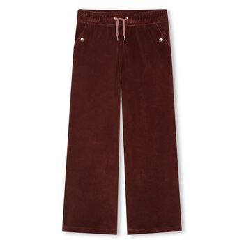 Girls Red Velour Joggers