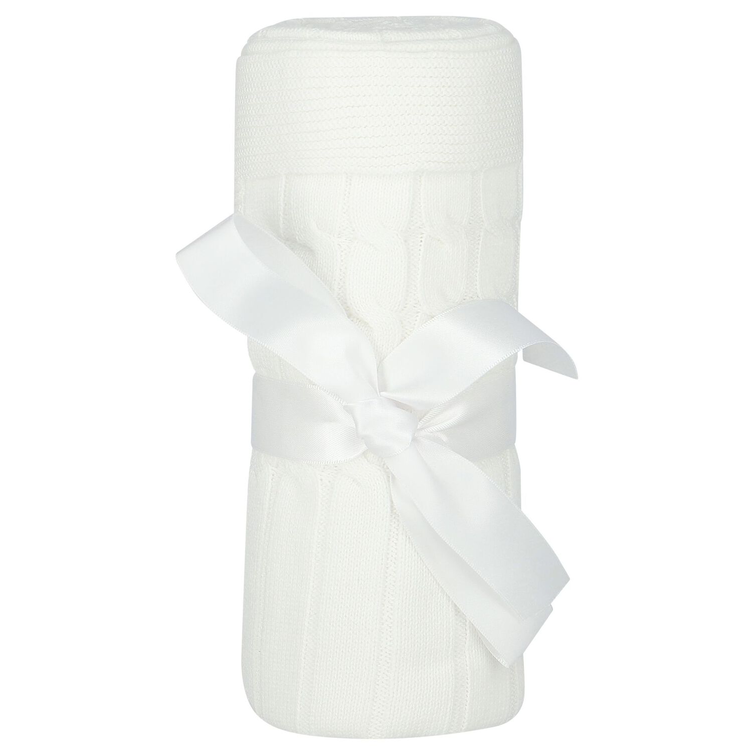 White Knit Baby Blanket, 3, hi-res
