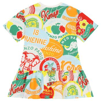 Girls Multi-Coloured Logo Fruits Dress
