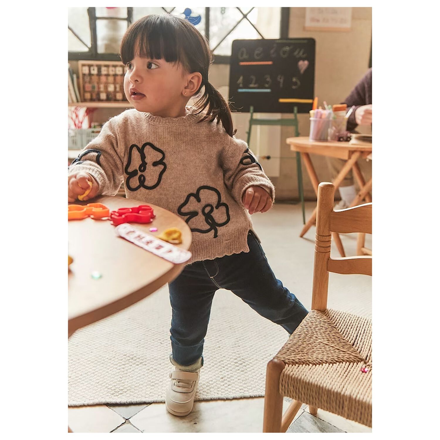 بنطلون بنات جينز دينيم باللون الازرق, 1, hi-res