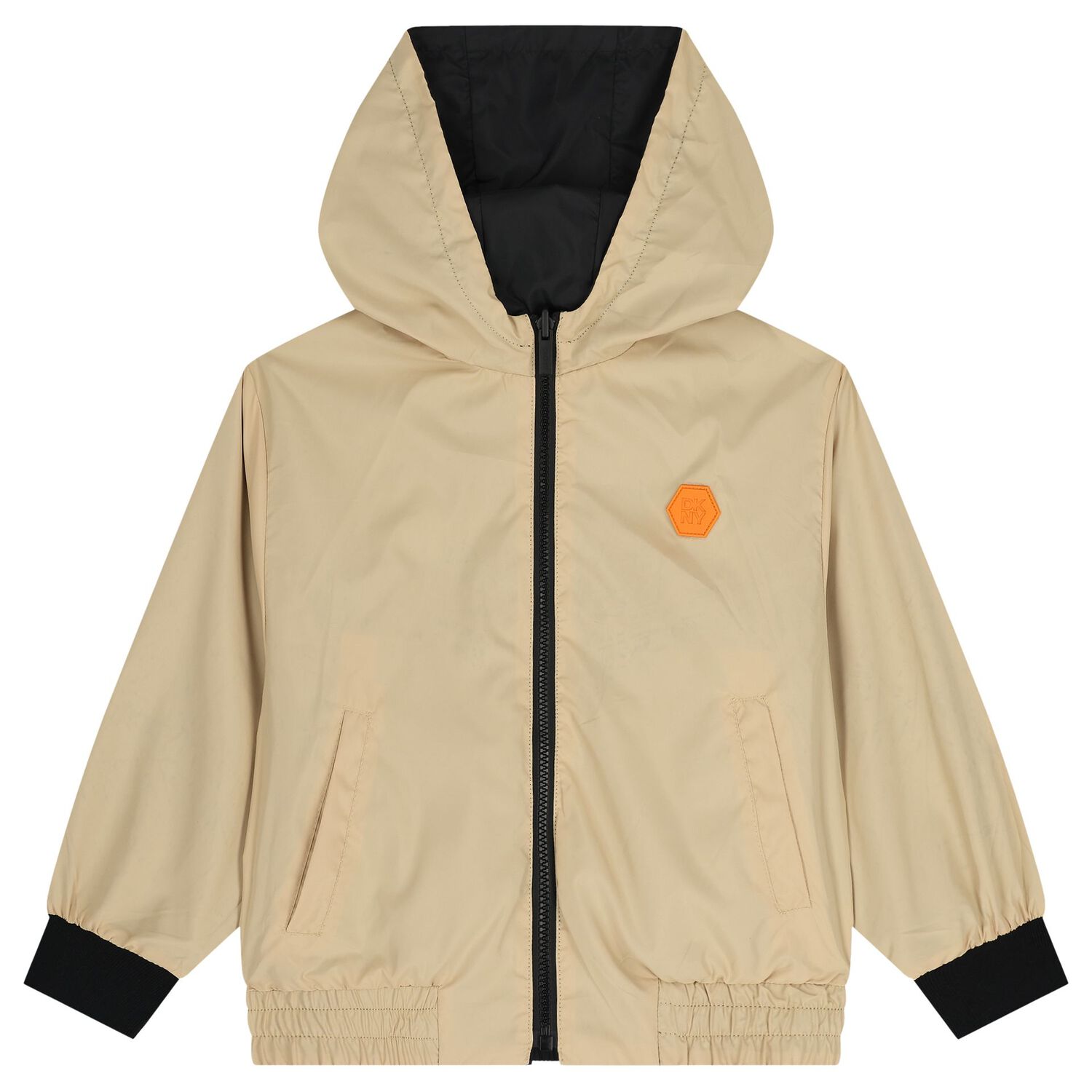 توب اولاد هودى بسحاب قابل للعكس باللون البيج والاسود, 1, hi-res