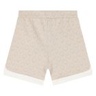 Younger Boys Beige Logo Shorts, 1, hi-res
