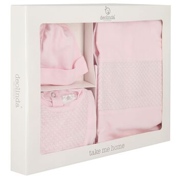 Baby Girls Pink Smocked Babygrow Gift Set