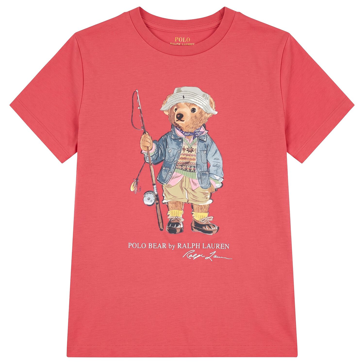 Boys Red Fishing Polo Bear T-Shirt, 1, hi-res
