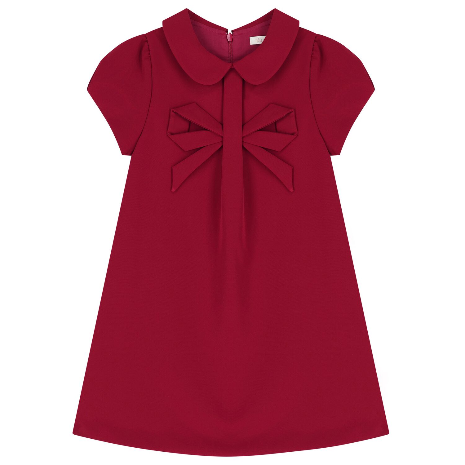 Girls Burgundy Bow Dress, 2, hi-res