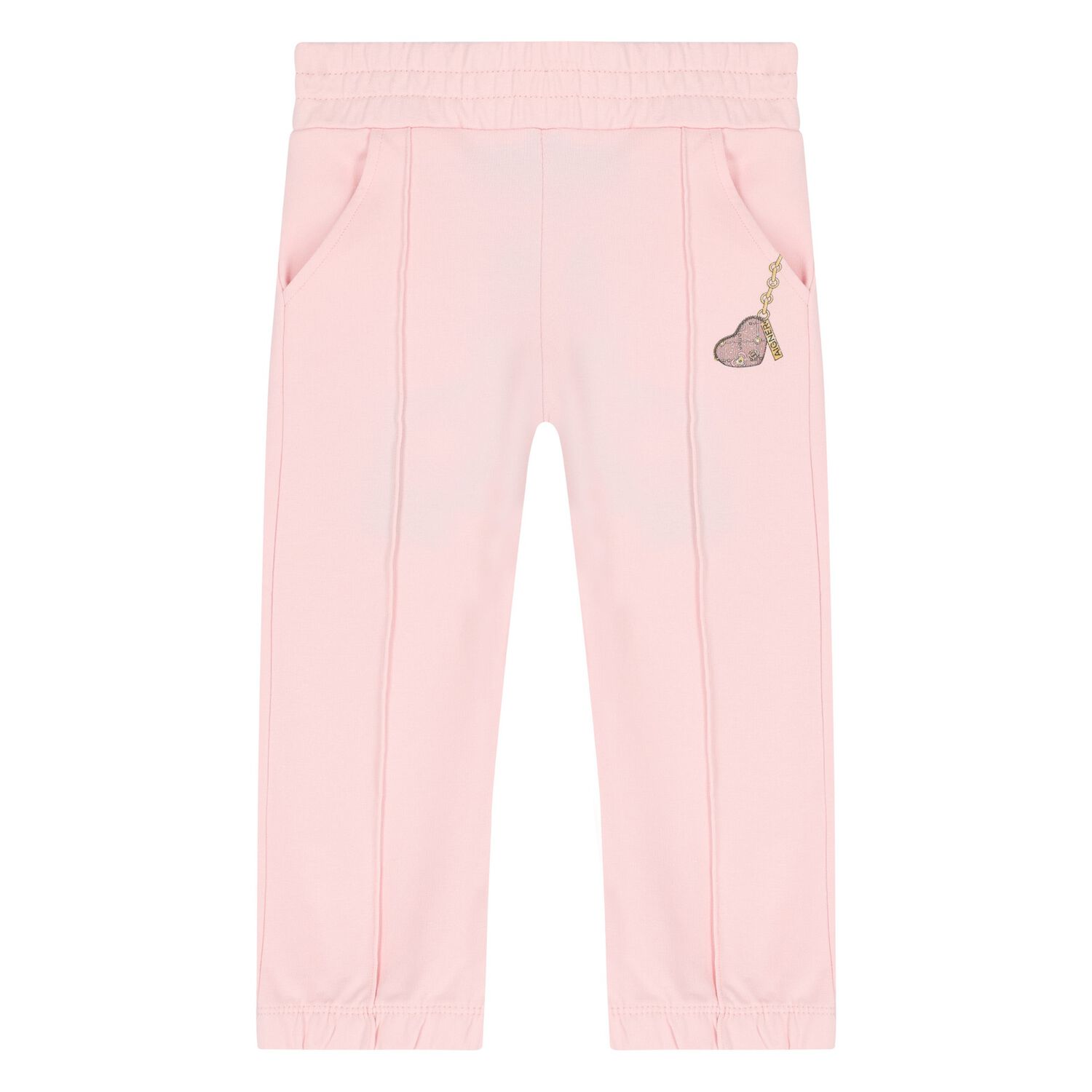 Younger Girls Pink Heart Joggers, 1, hi-res