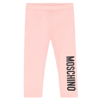 Younger Girls Pink Logo Leggings