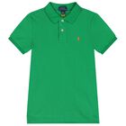 Boys Green Logo Polo Shirt, 2, hi-res
