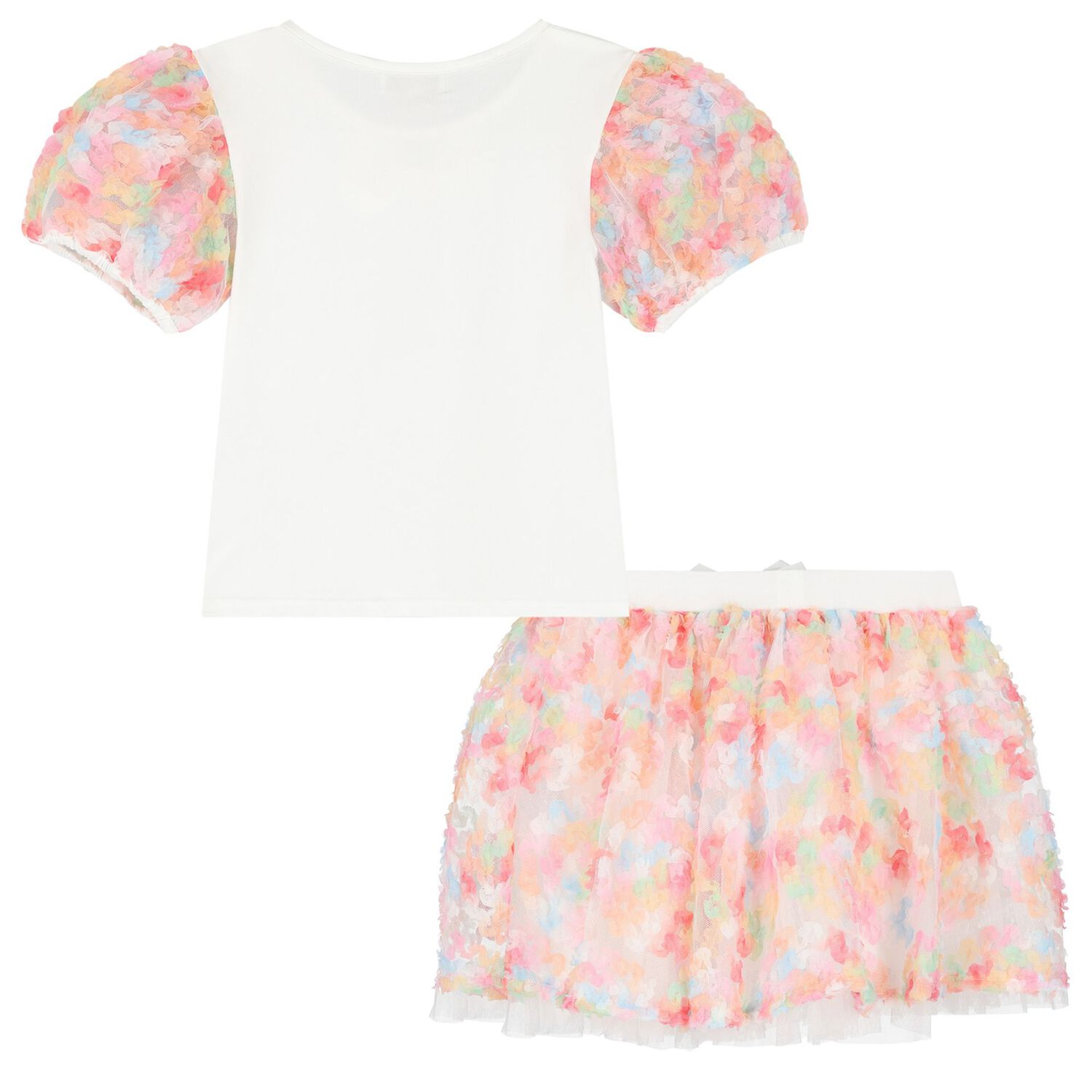 Girls Ivory & Pink Tulle Skirt Set, 1, hi-res image number null