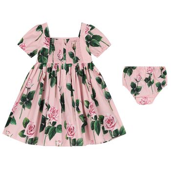 Baby Girls Pink Rose Dress Set