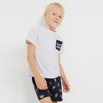 Boys White & Navy Popsicle Pyjamas