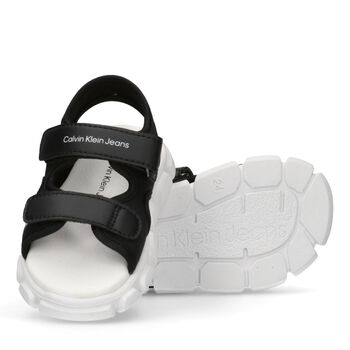Younger Boys Black & White Logo Sandals