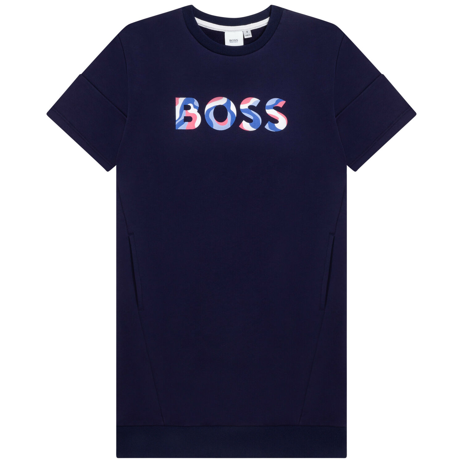 Girls Navy Blue Logo Dress, 1, hi-res image number null