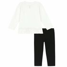 Girls Ivory & Black Leggings Set, 1, hi-res