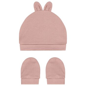 Pink Hat & Mittens Set