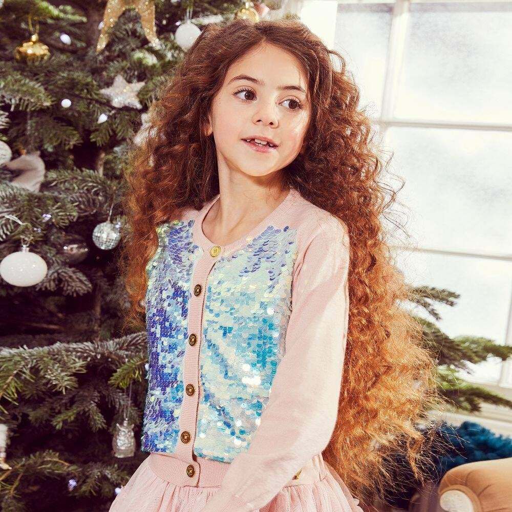 Angel s Face Girls Blush Pink Sequin Cardigan Junior Couture USA
