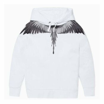 Boys White Wings Print Hooded Top