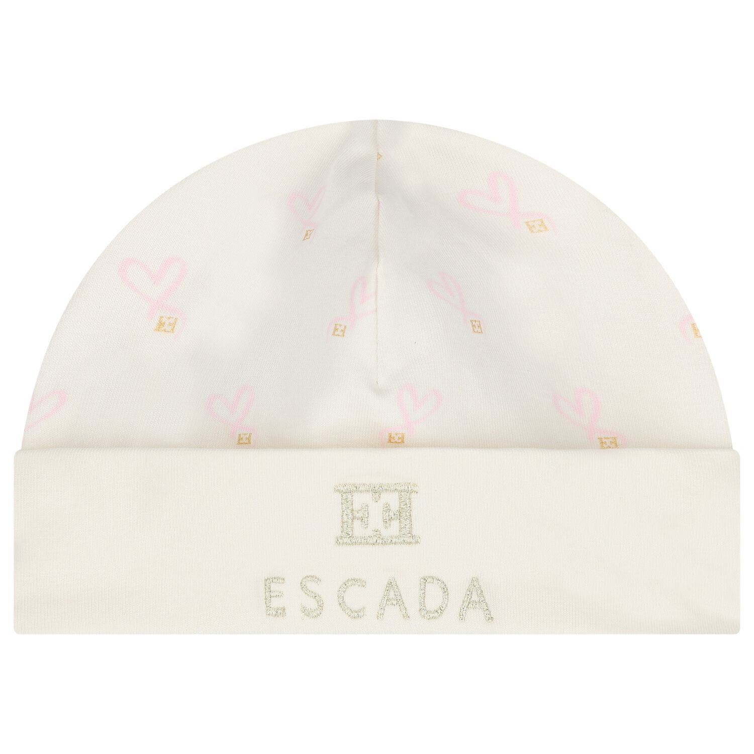 Baby Girls Ivory Heart Logo Hat, 1, hi-res